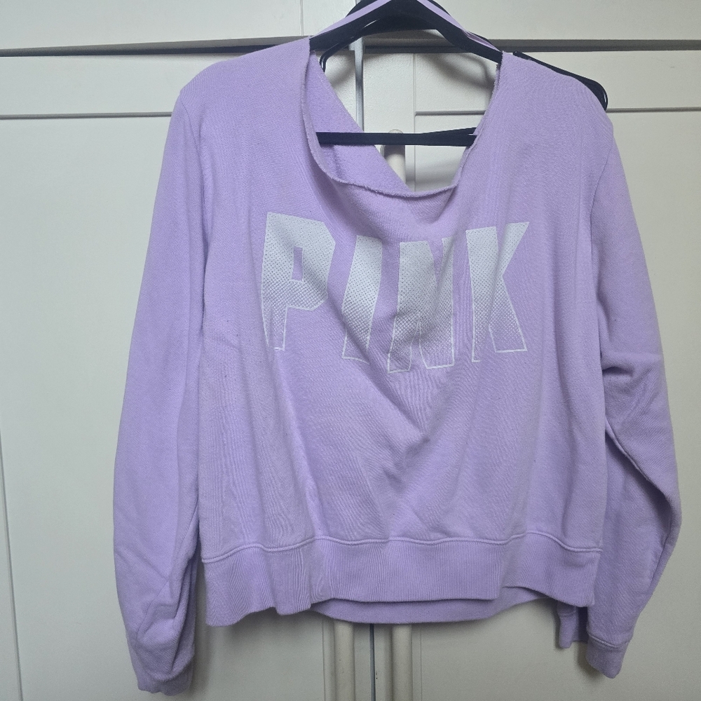 Pink XXL off the shoulder crop sweater